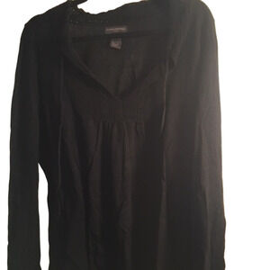 Banana Republic Black Knit top w/ Trim 
